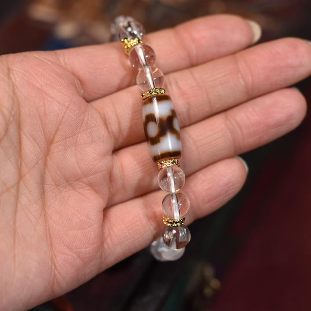 Healing Energy Tibetan Crystal Bracelet with Tibetan Dzi Beads