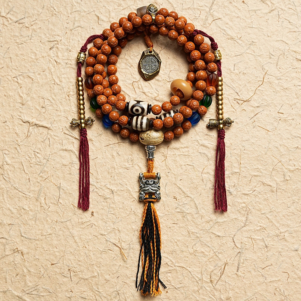 Guardian Bodhi and Agate Mala Bracelet