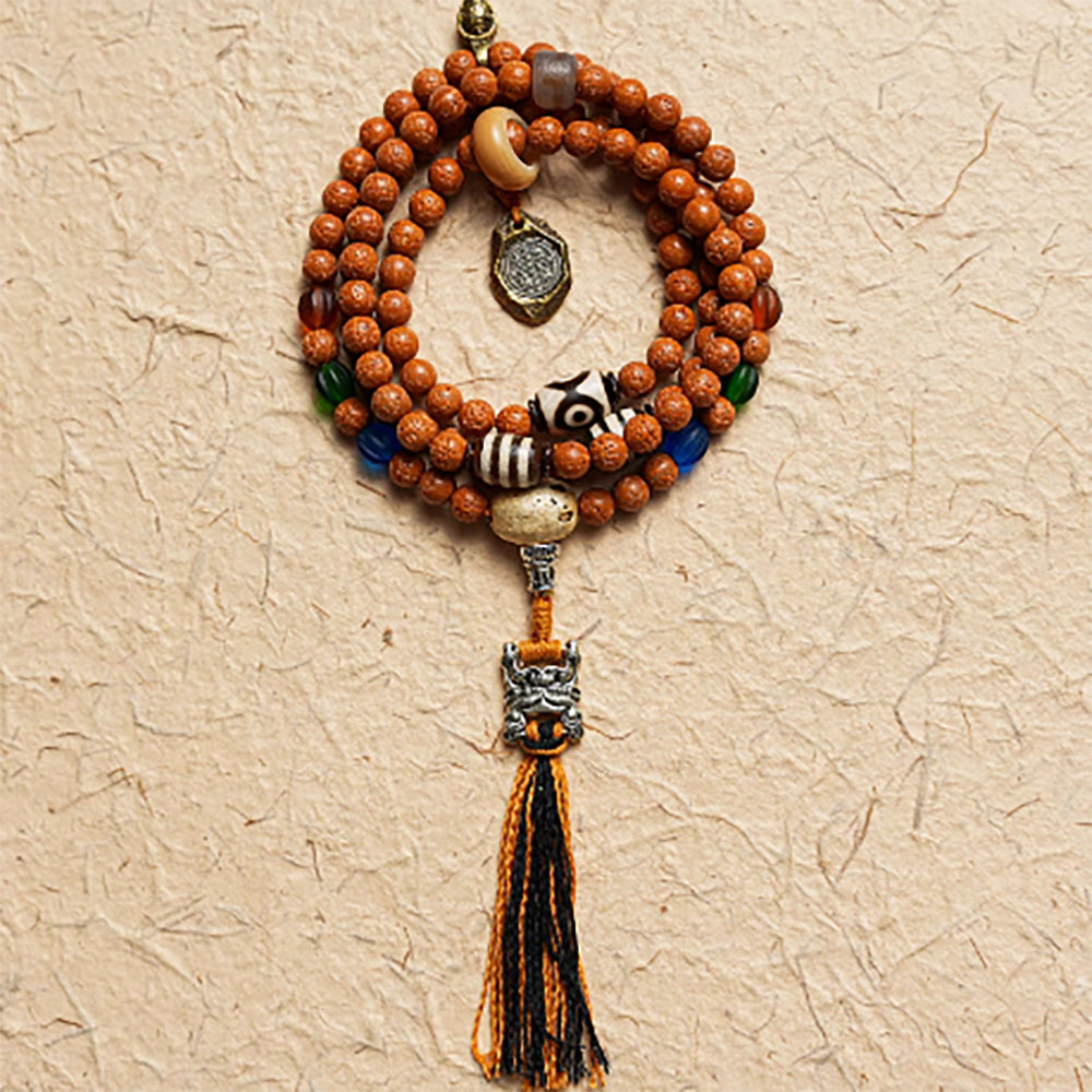 Guardian Bodhi Agate 108 Mala Beads Necklace