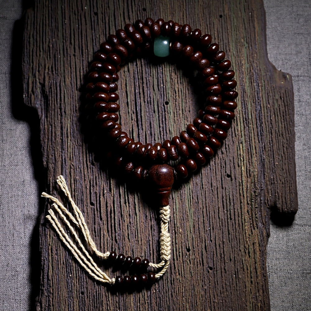 Guardian Dzi Aventurine Bodhi 108 Mala Beads Necklace