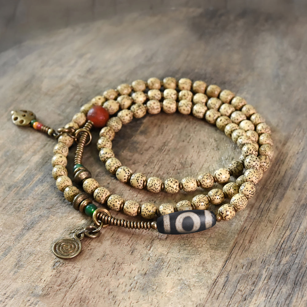 Tranquil Balance Dzi Bodhi Agate Bracelet