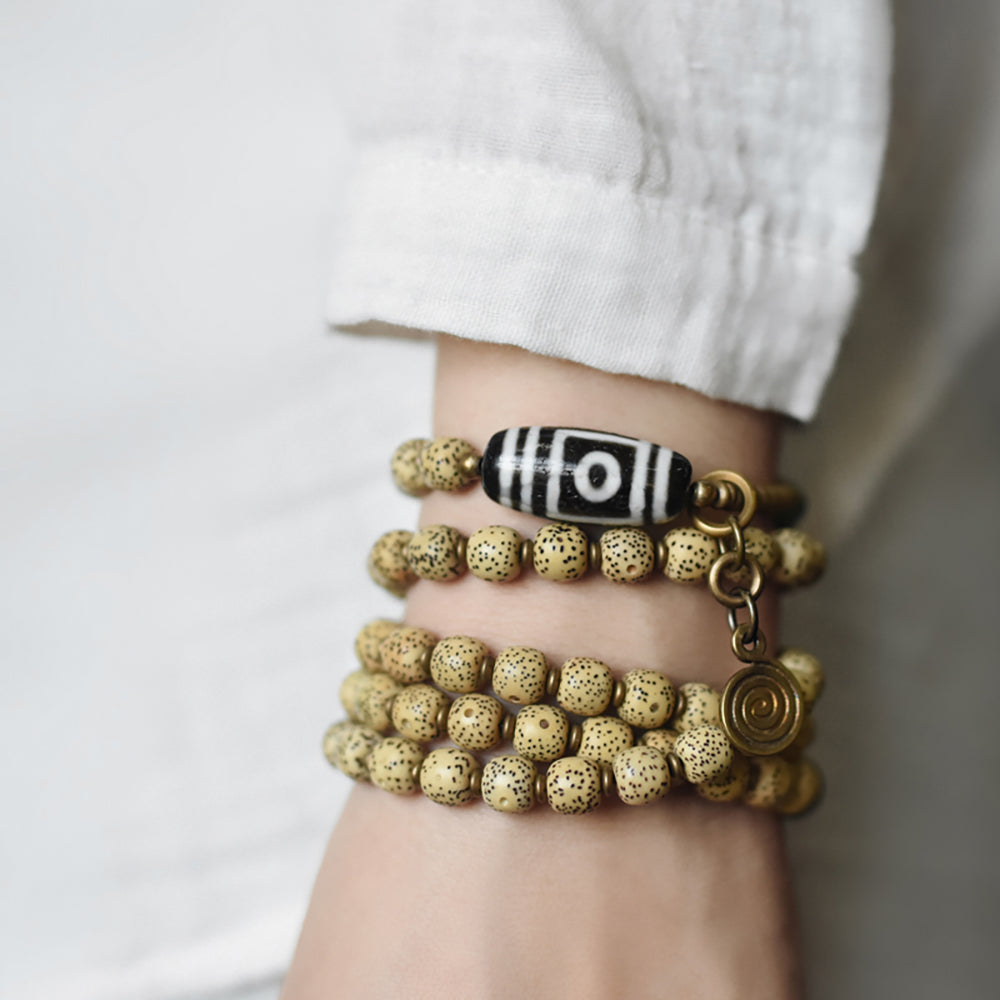 Tranquil Balance Dzi Bodhi Agate Bracelet