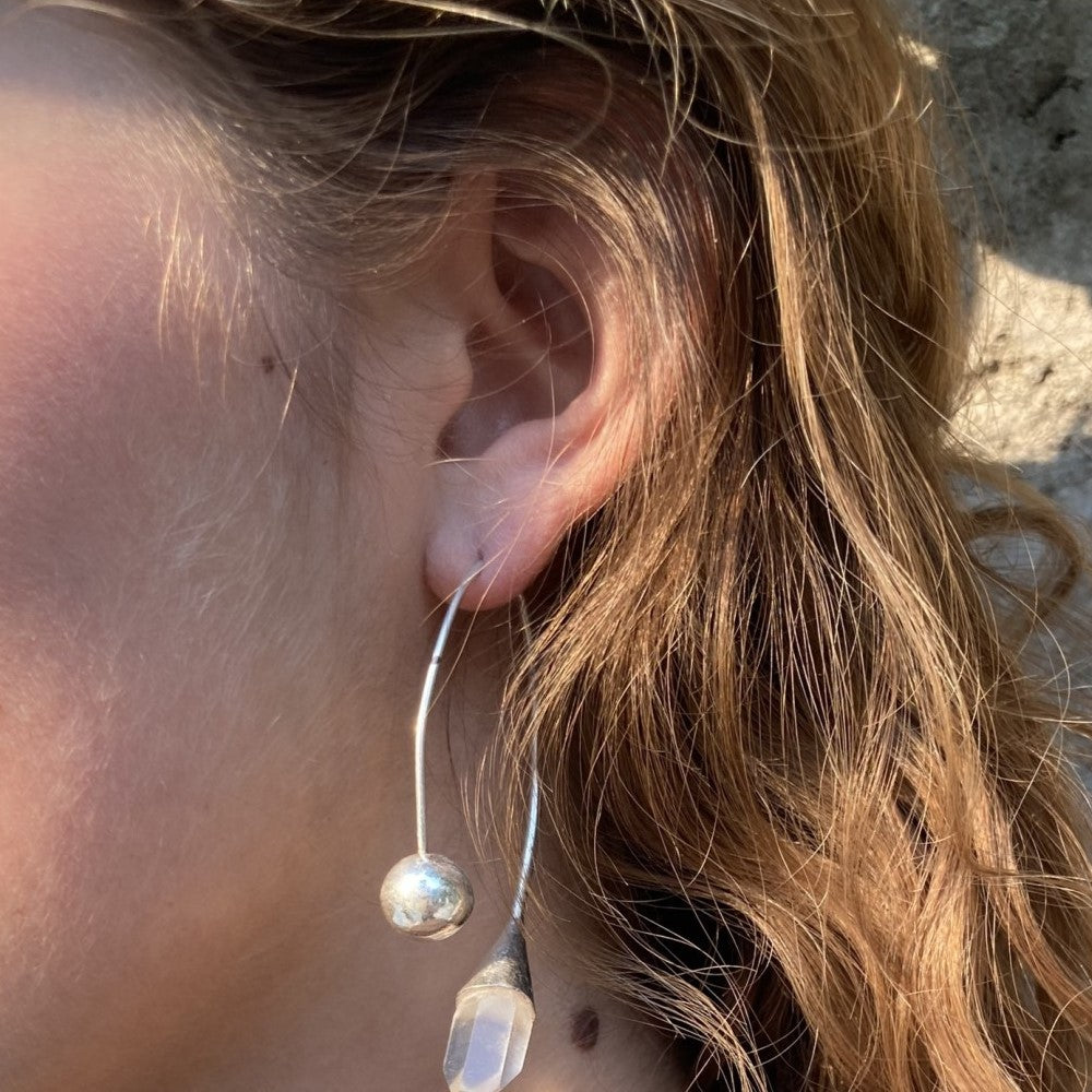 Wealthful Energy Immense Clear Quartz Earrings