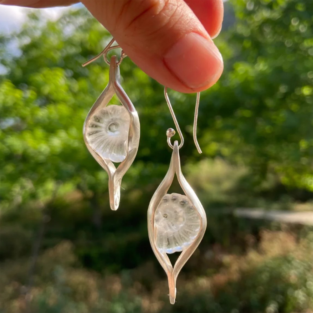 Nautilus Echo Clear Quartz Sterling Silver Earrings