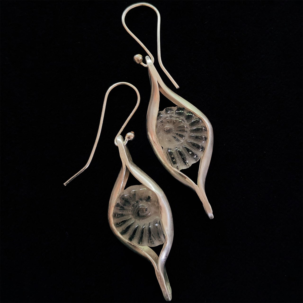 Nautilus Echo Clear Quartz Sterling Silver Earrings