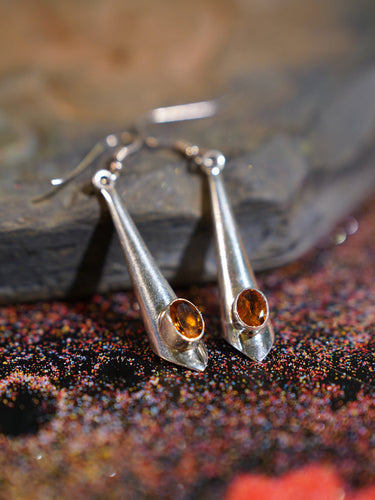 Attract Abundance Joy Earrings | Citrine Sterling Silver Trumpet Flower Design