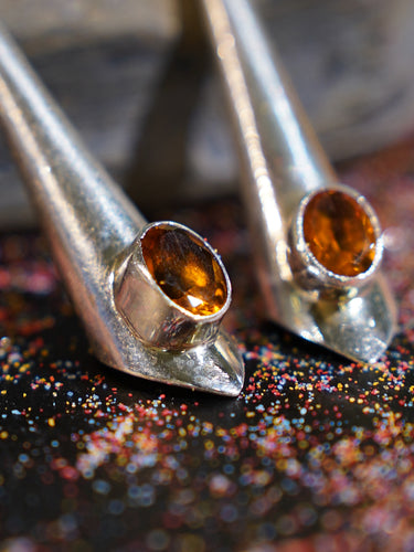 Attract Abundance Joy Earrings | Citrine Sterling Silver Trumpet Flower Design