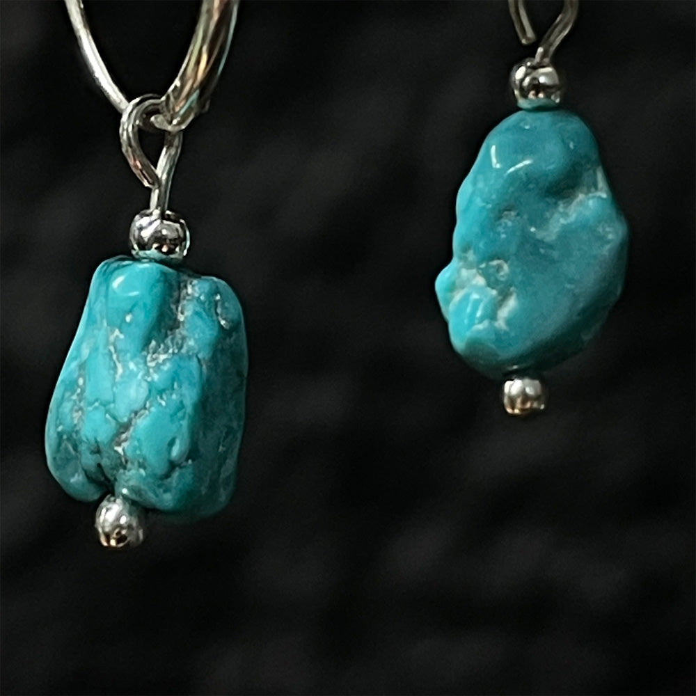 Turquoise Serenity Silver Hoop Earrings