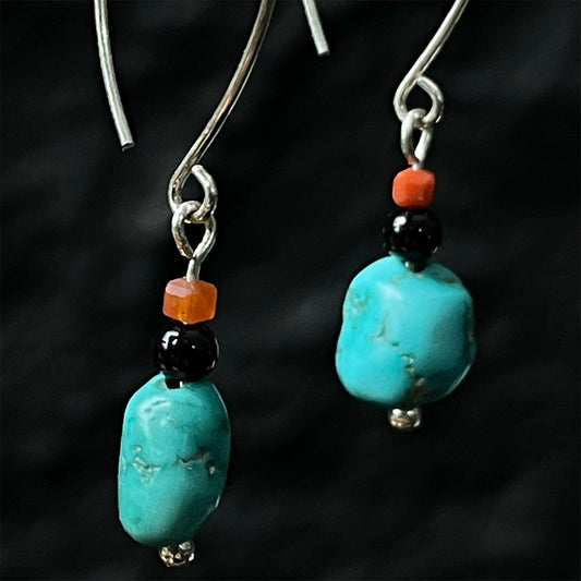 Tranquil Spirit Turquoise Agate Silver Earrings