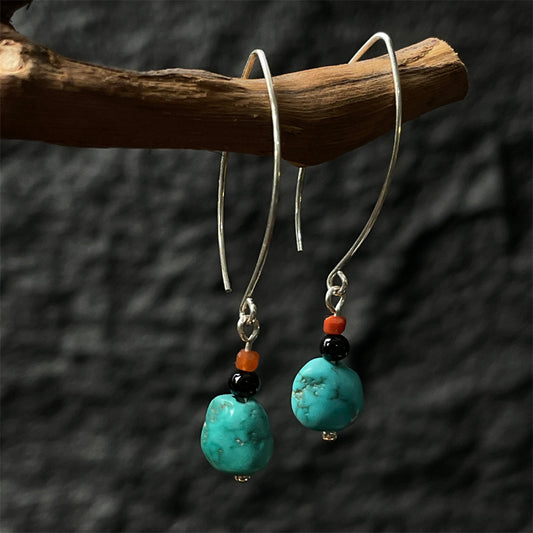 Tranquil Spirit Turquoise Agate Silver Earrings