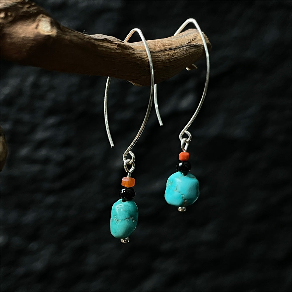 Tranquil Spirit Turquoise Agate Silver Earrings