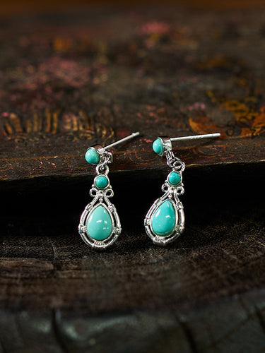 Serene Bloom Turquoise Silver Earrings