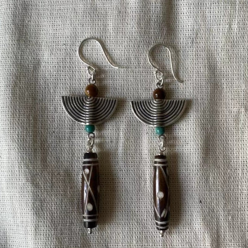 Protector's Watch Tiger's Eye Silver Earrings