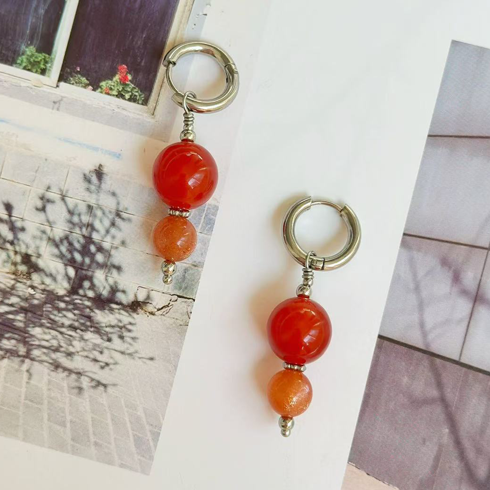 Radiant Love Energy Agate and Sunstone Earrings