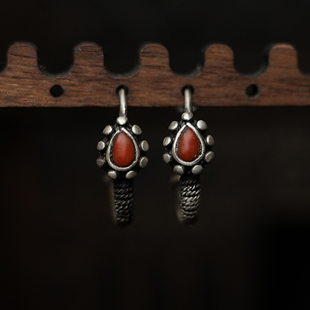 Sacred Guardian Agate Silver Hoop Earrings