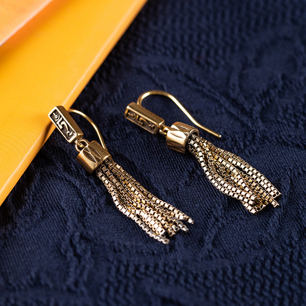 Prosperity Tassel Silver Earrings