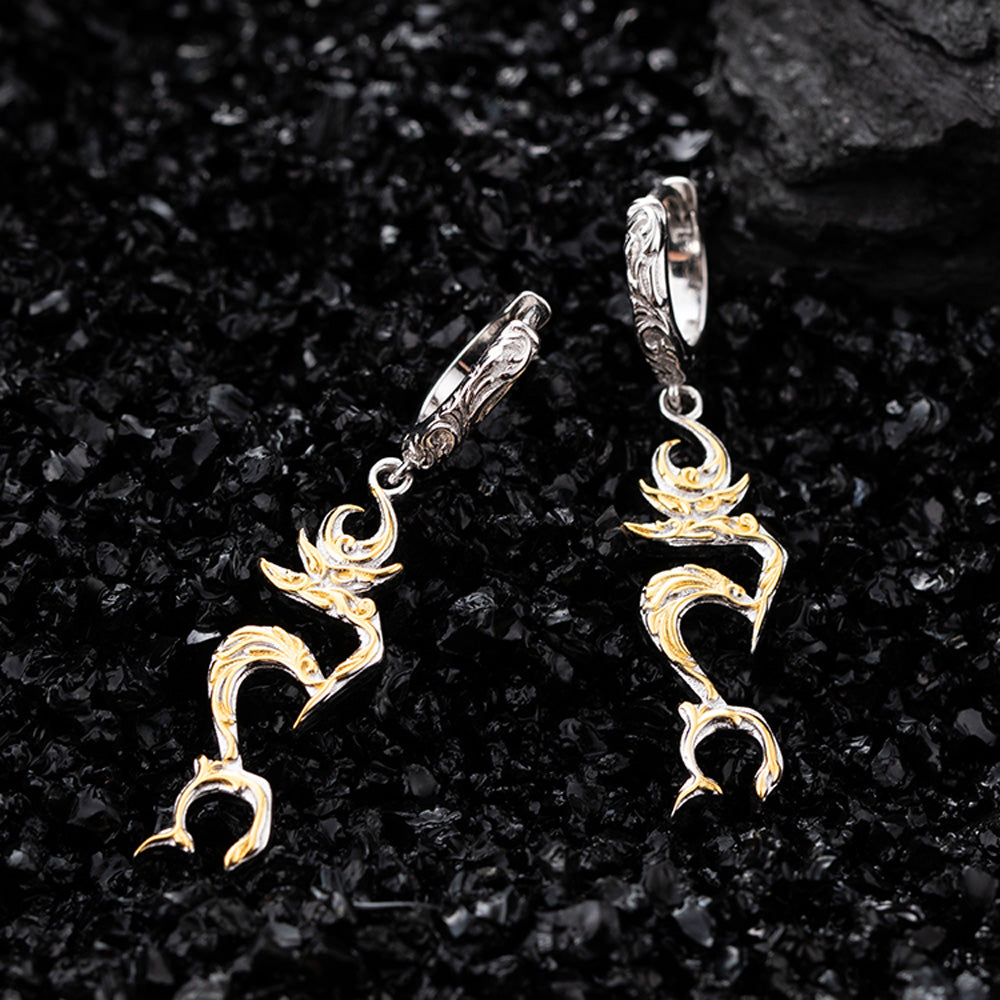 Celestial Flow Silver Drop Earrings Handcrafted for Prosperity and Elegance