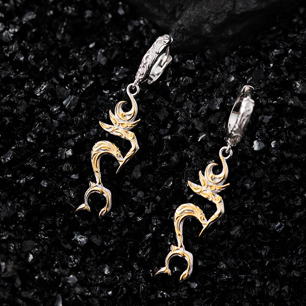 Celestial Flow Silver Drop Earrings Handcrafted for Prosperity and Elegance