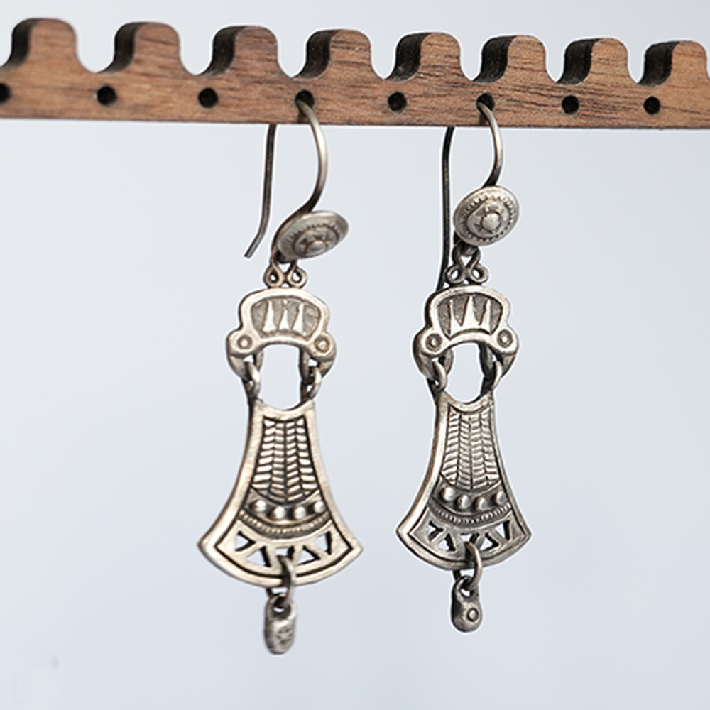 Tibetan Sterling Silver Fortune Energy Earrings