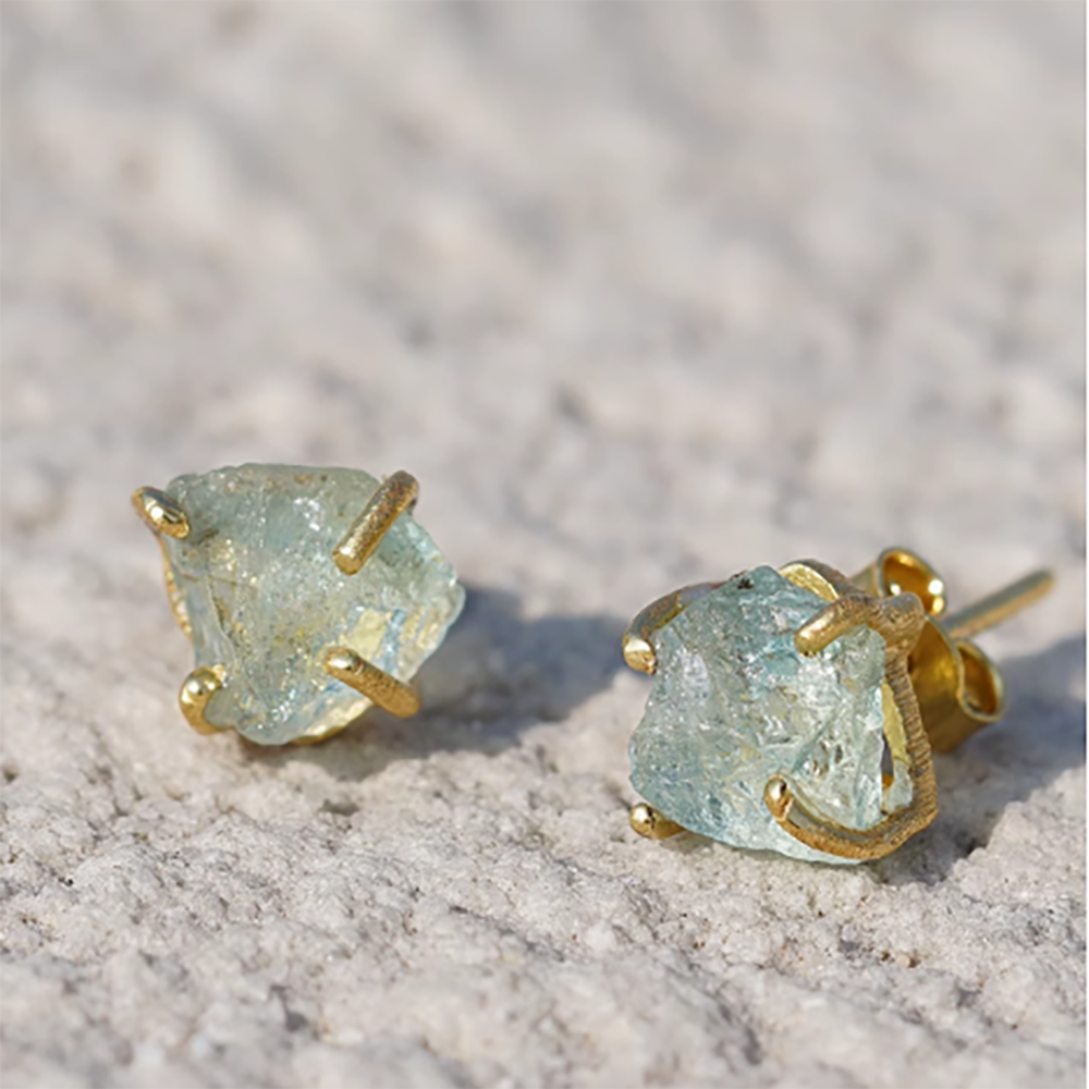 Eternal Reflection Aquamarine Gold Earrings