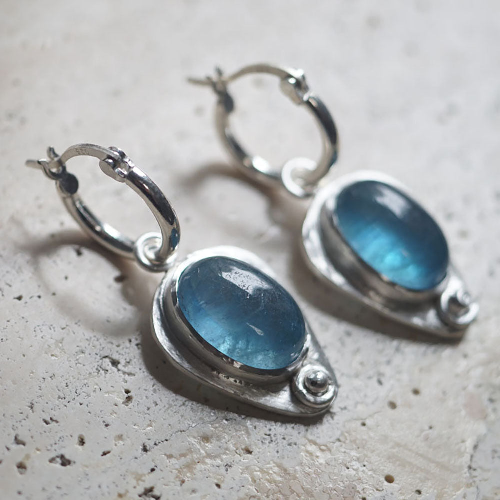 Lover's Harmony Aquamarine Silver Earrings