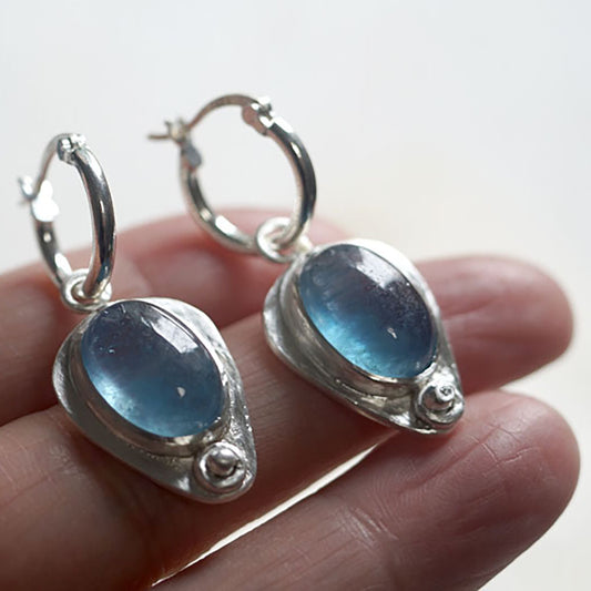 Lover's Harmony Aquamarine Silver Earrings