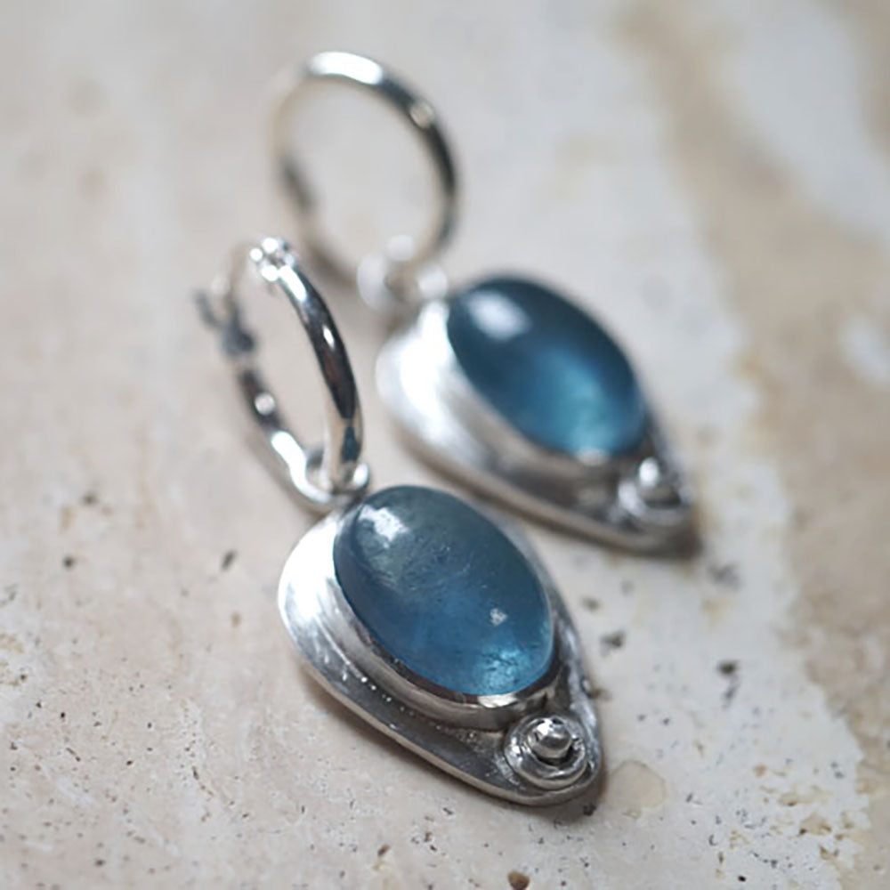 Lover's Harmony Aquamarine Silver Earrings