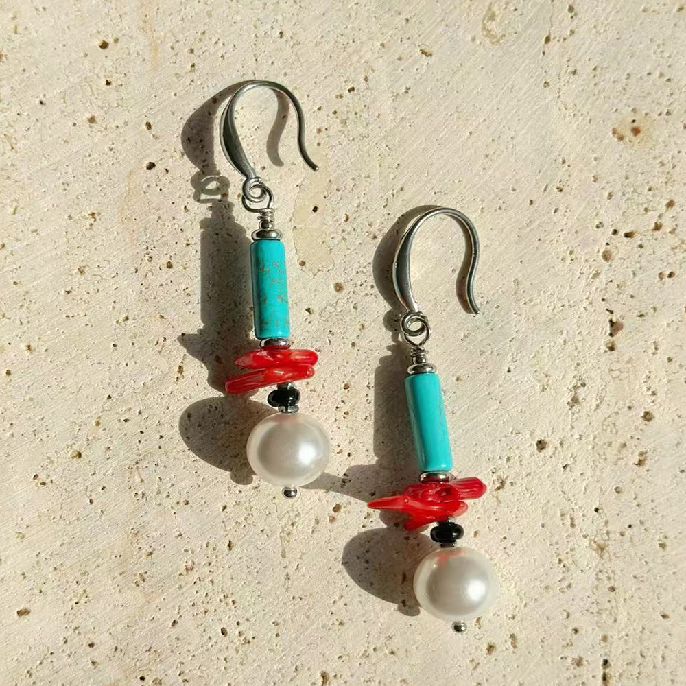 Lucky Energy Pearl and Agate Dangle Earrings