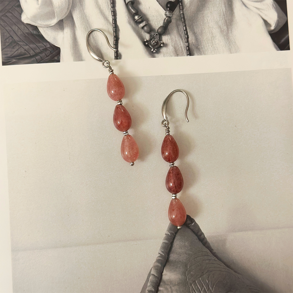 Lucky Energy Strawberry Quartz Drop Earrings