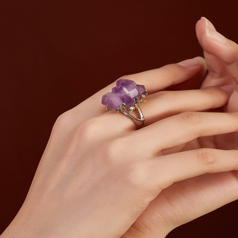 Amethyst Crown Spirit Ring Sterling Silver