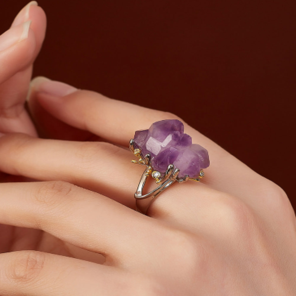 Amethyst Crown Spirit Ring Sterling Silver