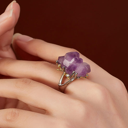 Amethyst Crown Spirit Ring Sterling Silver