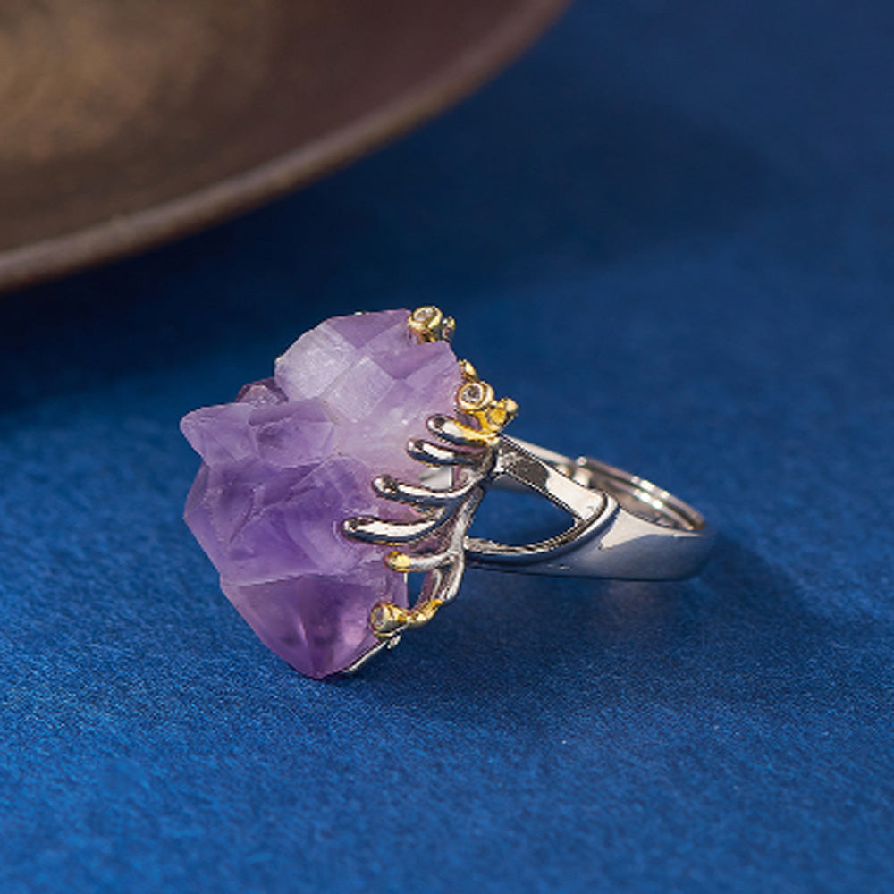 Amethyst Crown Spirit Ring Sterling Silver