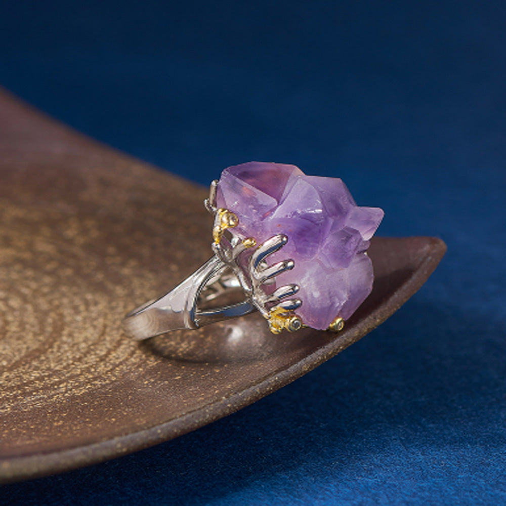 Amethyst Crown Spirit Ring Sterling Silver