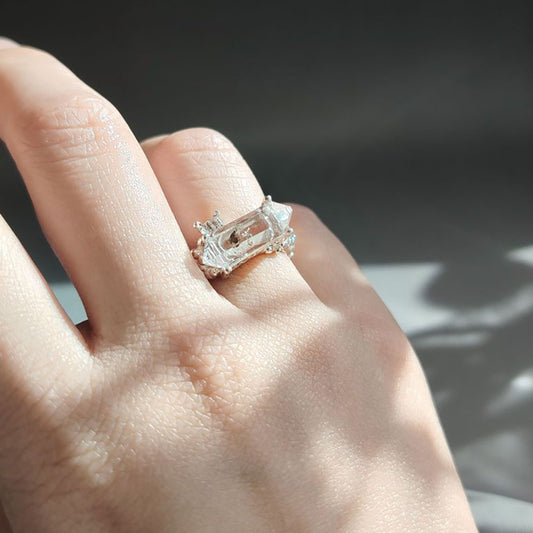 Healing Through Balance Clear Quartz Silver Rings