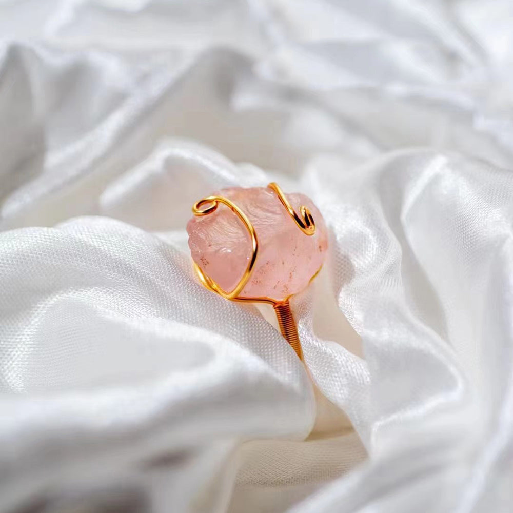 Embrace of the Heart Rose Quartz Rings