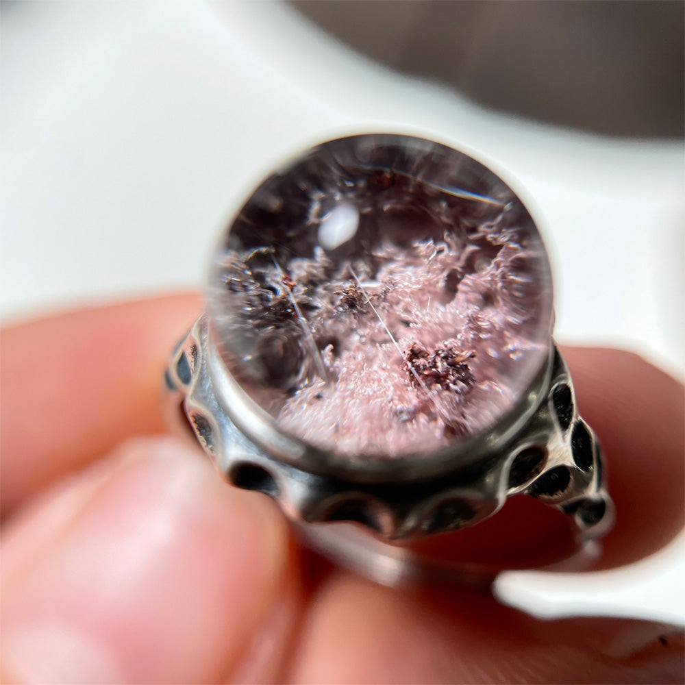 Lover's Whisper Rose Quartz Ring in Sterling Silver