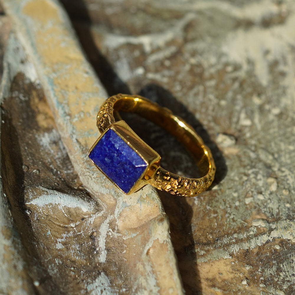 Blue Lapis Lazuli & Sterling Silver Statement Ring