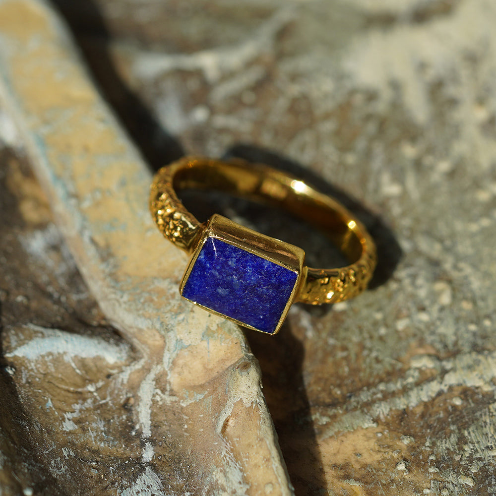 Blue Lapis Lazuli & Sterling Silver Statement Ring