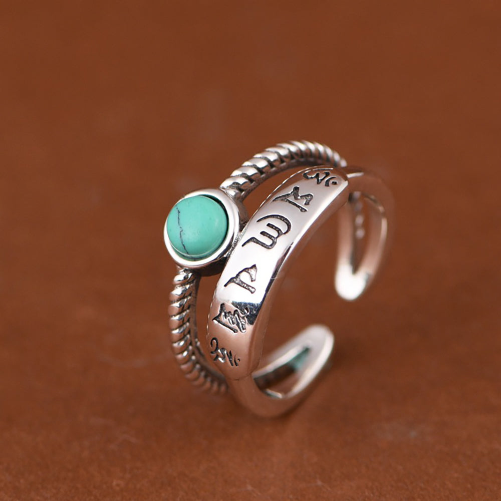 Prosperity Turquoise Sterling Silver Adjustable Energy Ring by Kailash Energy