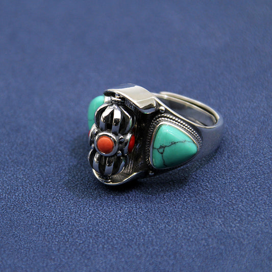 Lucky Dawn Embrace Turquoise Coral Sterling Silver Rings