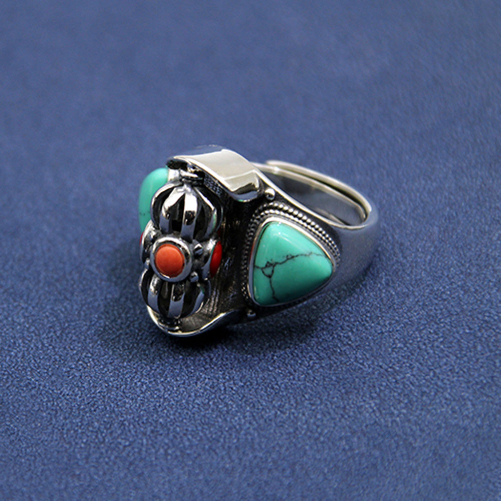 Lucky Dawn Embrace Turquoise Coral Sterling Silver Rings