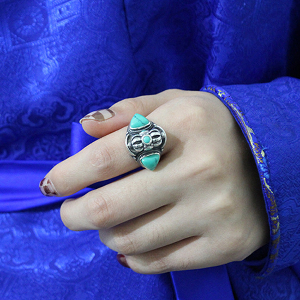 Lucky Dawn Embrace Turquoise Coral Sterling Silver Rings