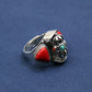 Lucky Dawn Embrace Turquoise Coral Sterling Silver Rings