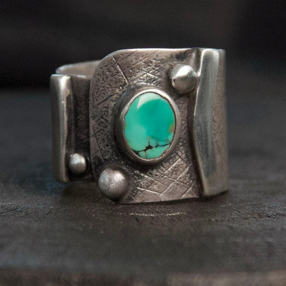 Turquoise Energy Shield Protection Sterling Silver RingTurquoise Protection Ring