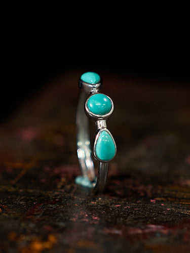 Serenity Shield Turquoise Silver Filigree Ring