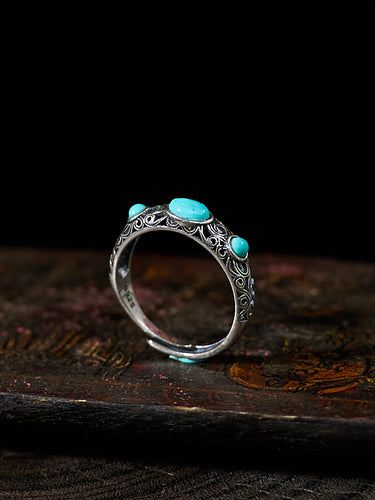 Harmonizing Turquoise Silver Filigree Ring