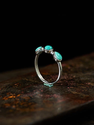 Serenity Shield Turquoise Silver Filigree Ring
