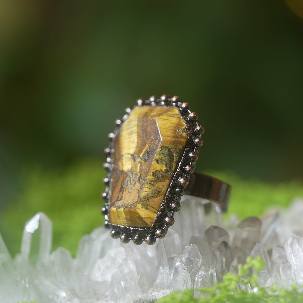 Infinite Wealth Reach Tiger's Eye Rings