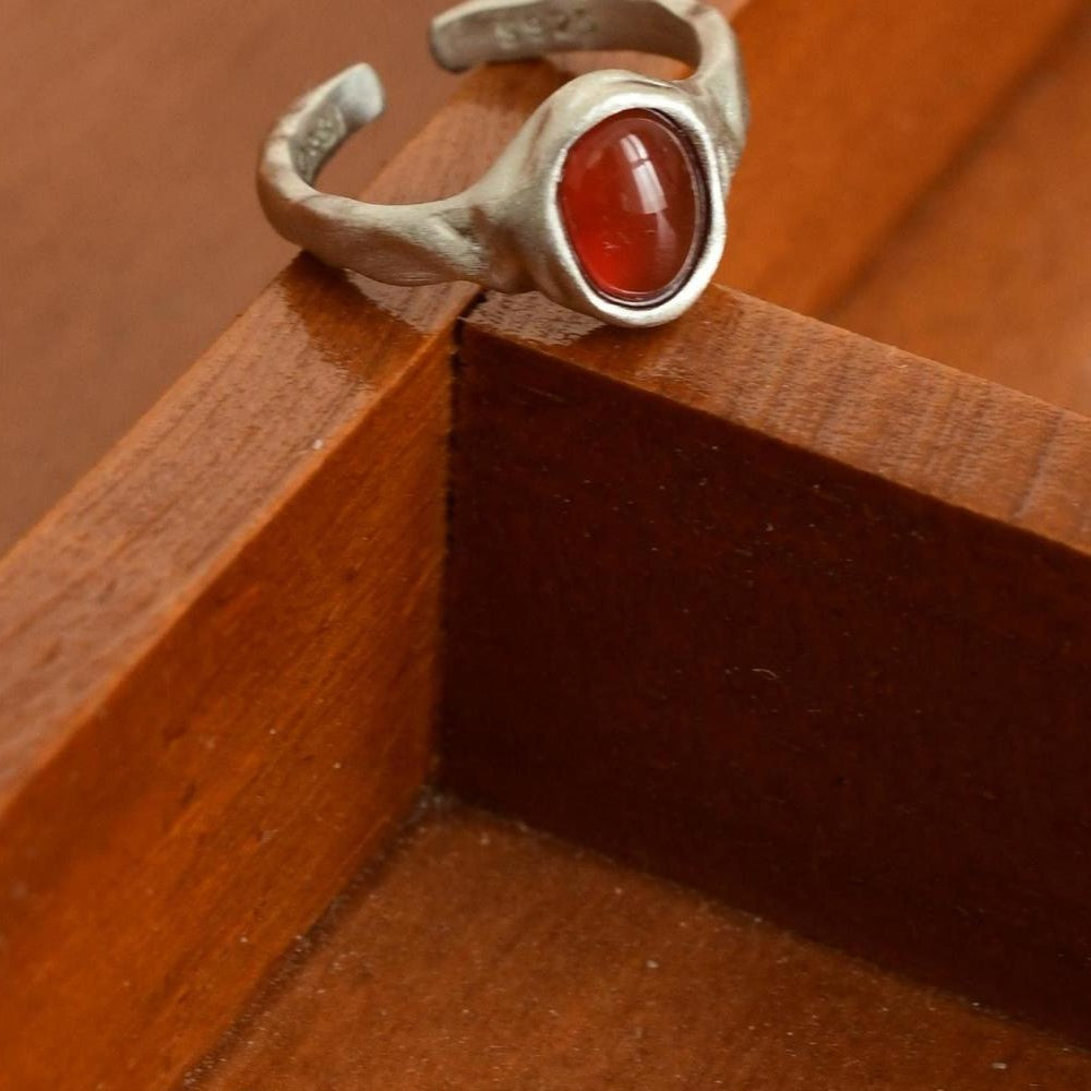 Eternal Embrace Red Agate Silver Rings